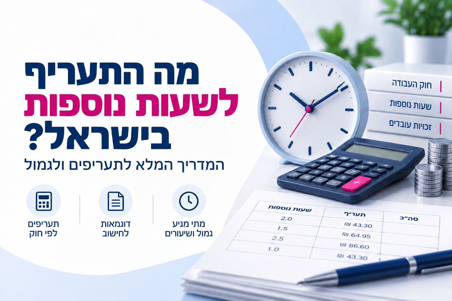 מה התעריף לשעות נוספות בישראל? המדריך המלא לתעריפים ולגמול